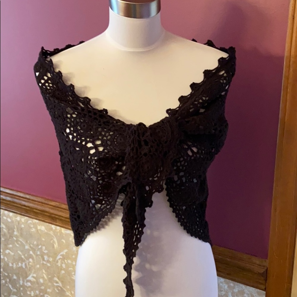 BCBG Black Crochet Shawl/Wrap
